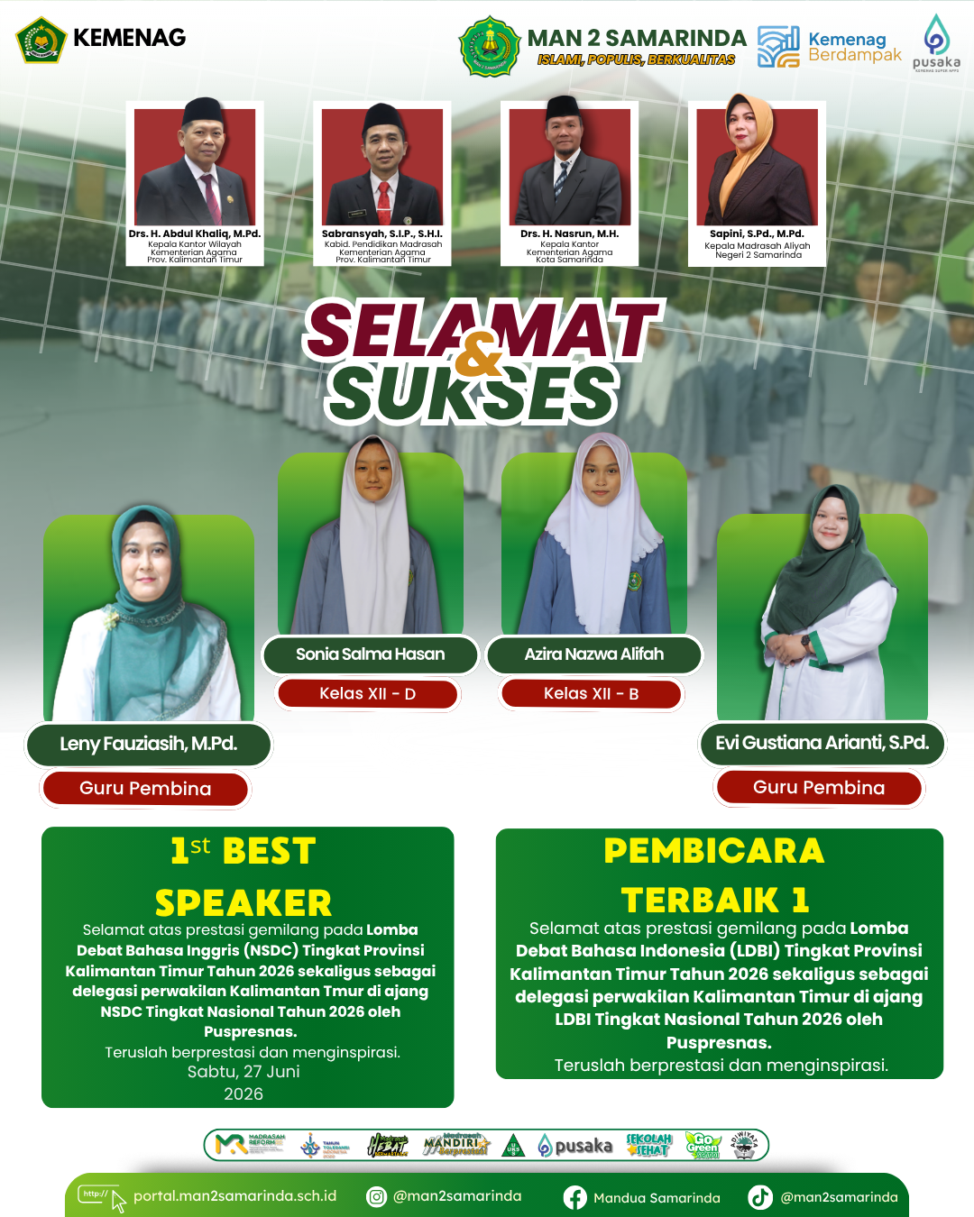 Dua Debater MAN 2 Samarinda Wakili Kaltim ke Nasional